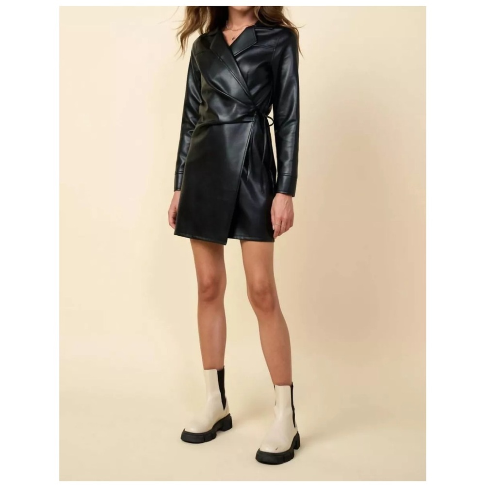 Skies Are Blue Vegan Leather Wrap Dress